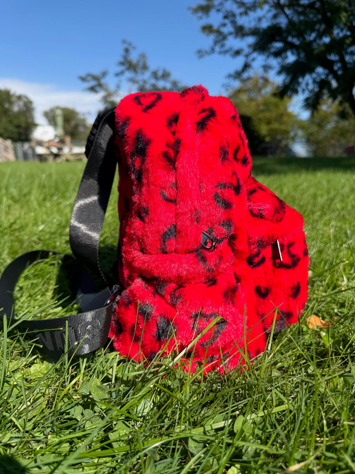 SUNSHINE RED FURRY BACKPACK