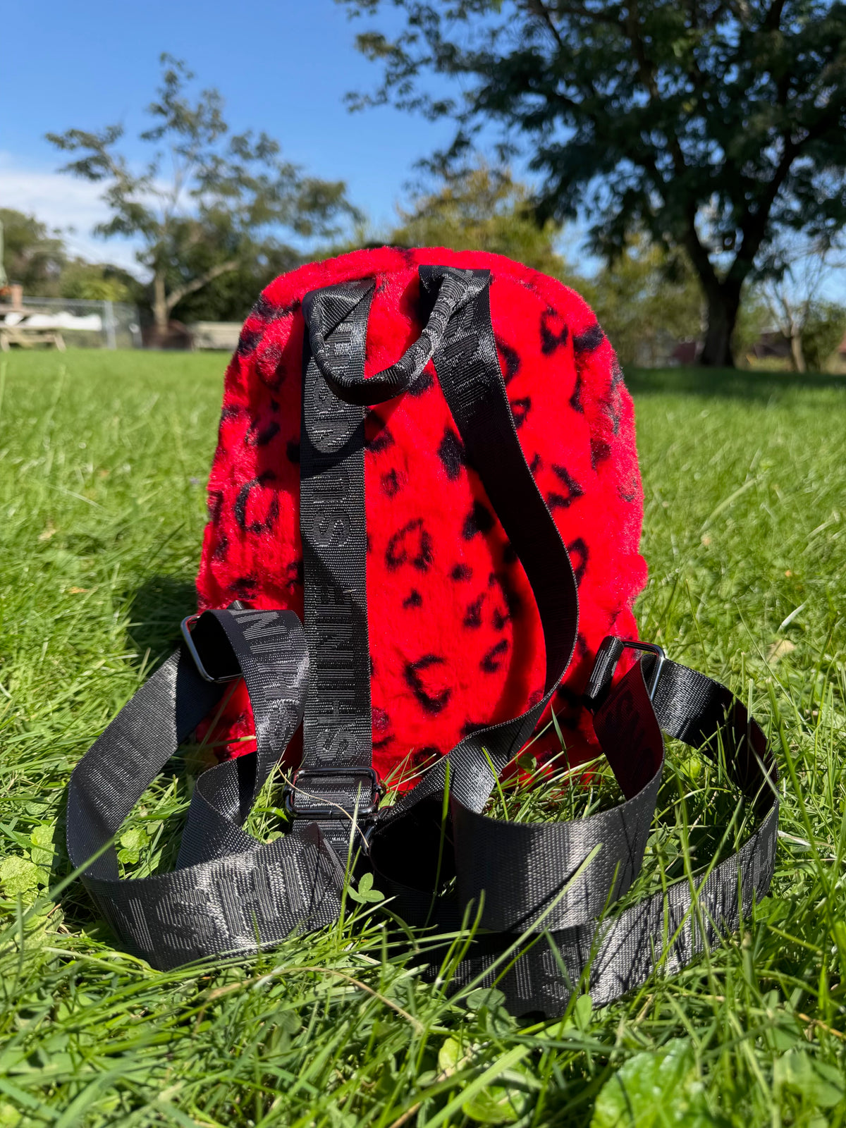 SUNSHINE RED FURRY BACKPACK