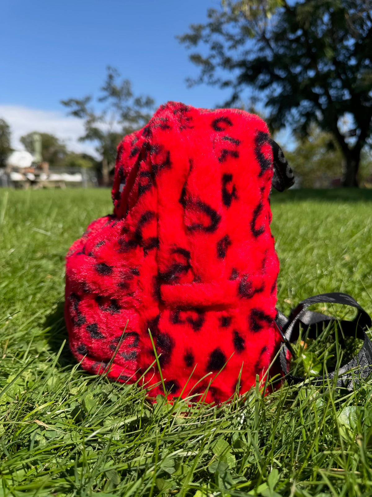 SUNSHINE RED FURRY BACKPACK